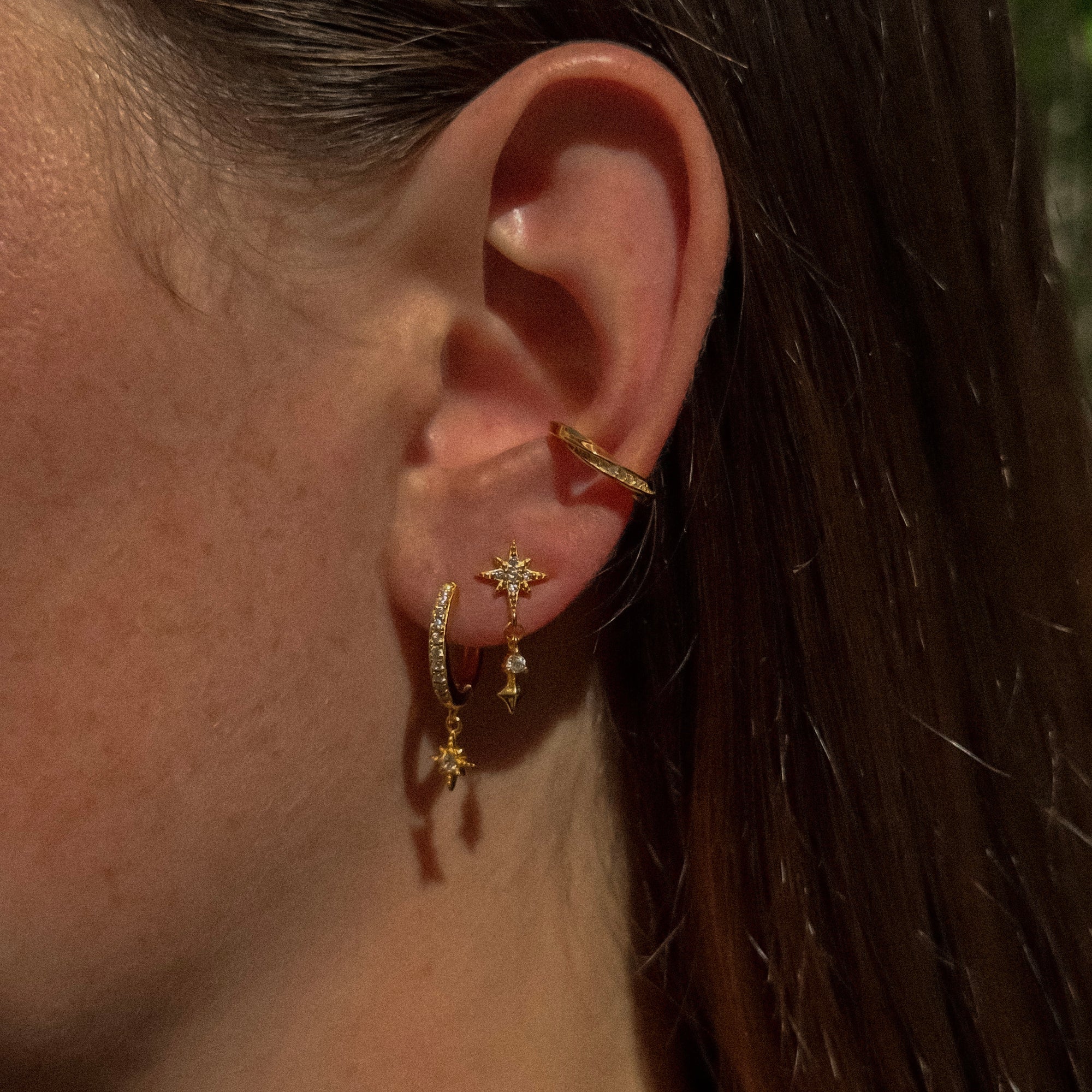 Hoft Studio dangle earring jewelry in gold plate