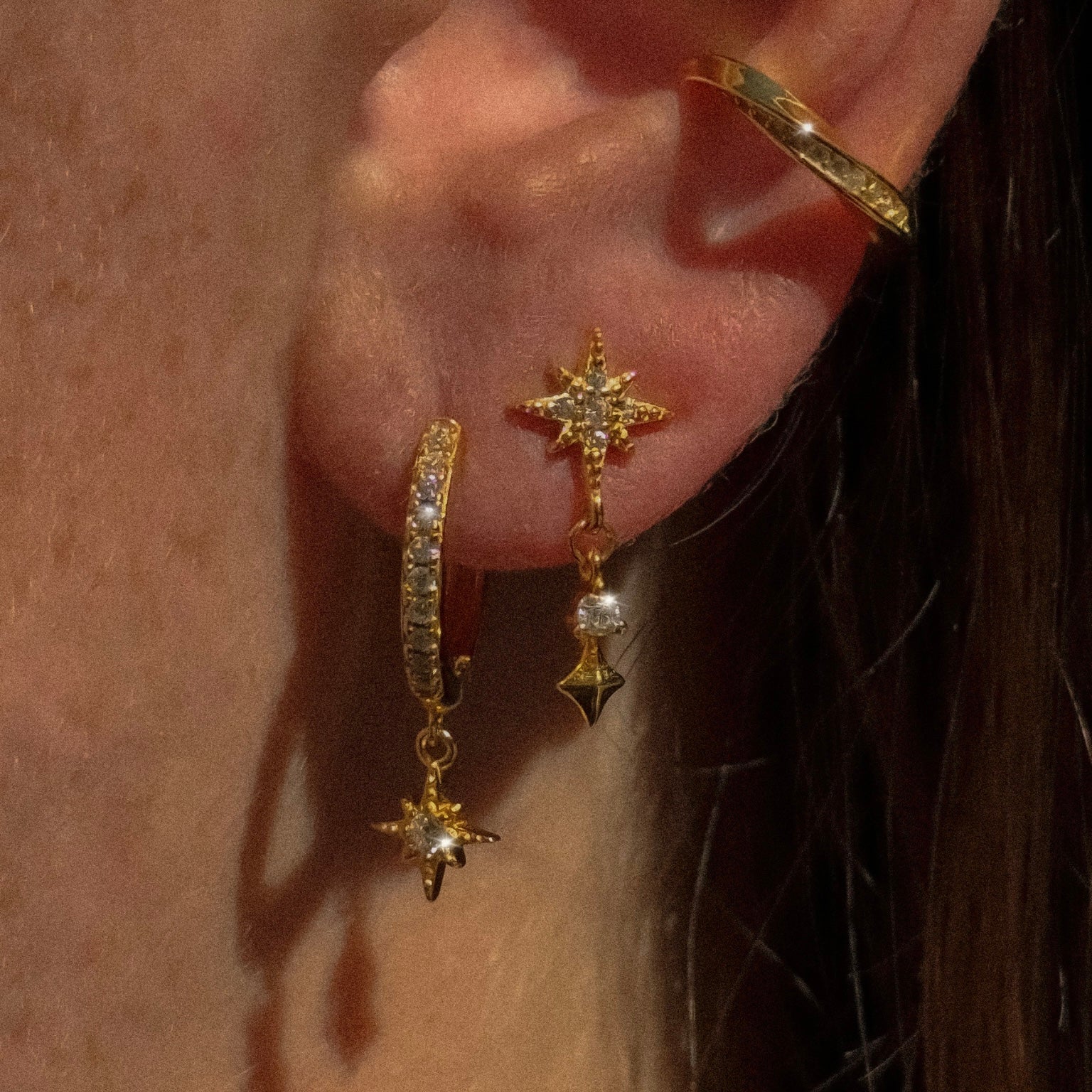 Hoft Studio dangle earring jewelry in gold plate