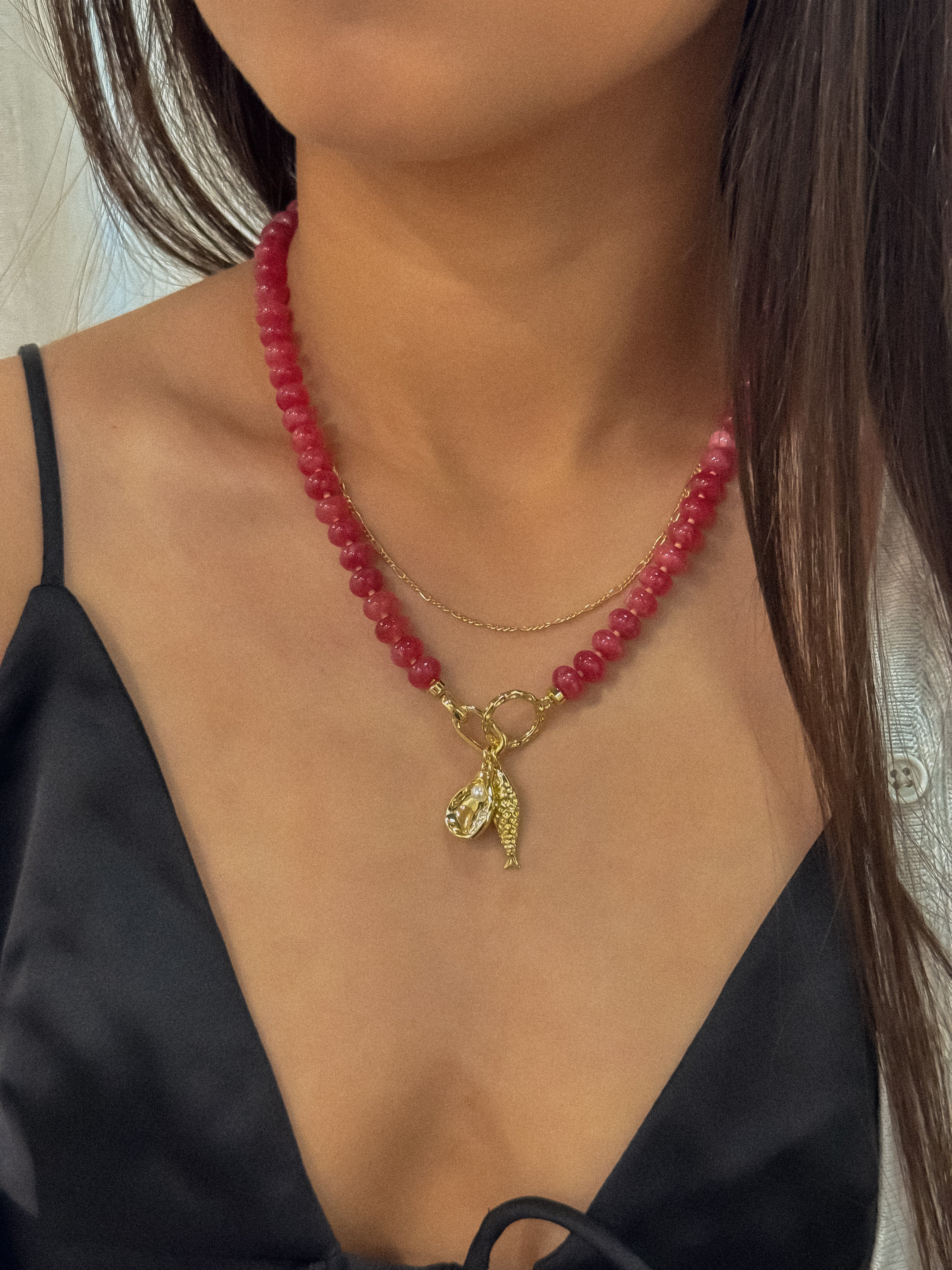 ネックレス・チョーカー [LAN ARCHIVE_official][1072] Grass Totem Stone Necklace citrine-smokey-lemon-topaz-