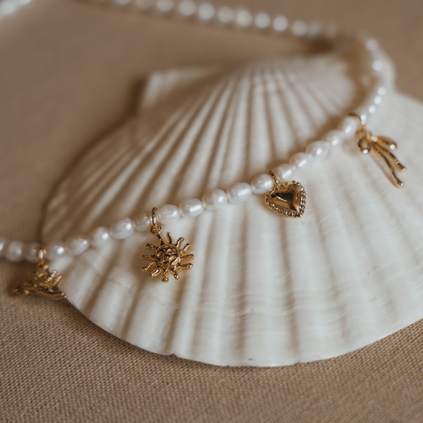 pearl charm necklace gold freshwater pearls jewelry gold handmade